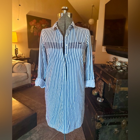 Lacoste Dresses & Skirts - Lacoste Blue and White Striped Long Sleeve Dress